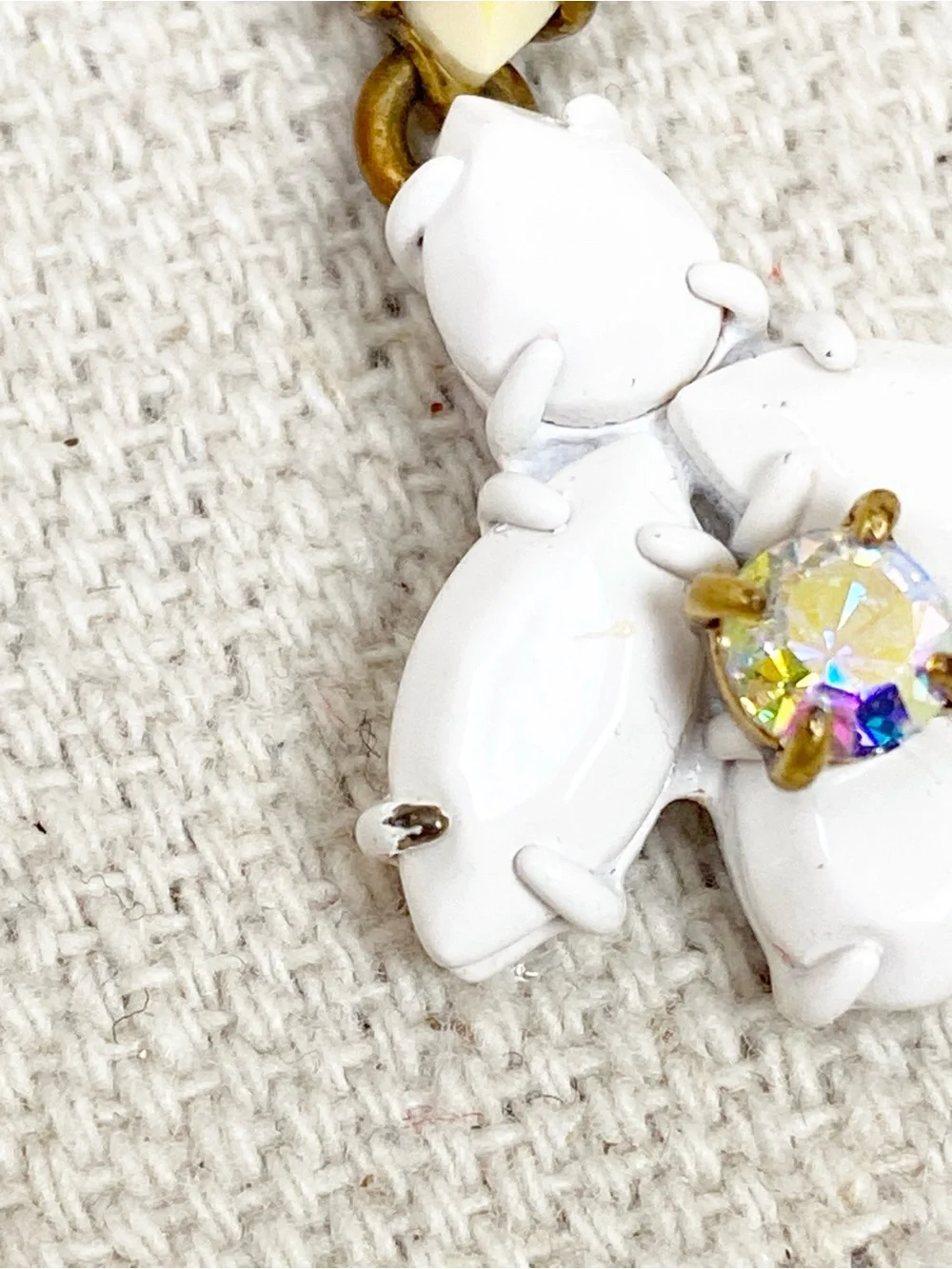 J. Crew White & Iridescent Gem cluster Gold Drop Earrings